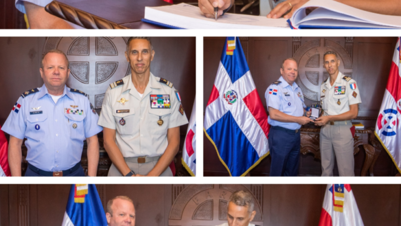 Mayor general piloto Floreal Suárez Martínez, FARD, recibe visita de cooperación del Agregado de Defensa Francés
