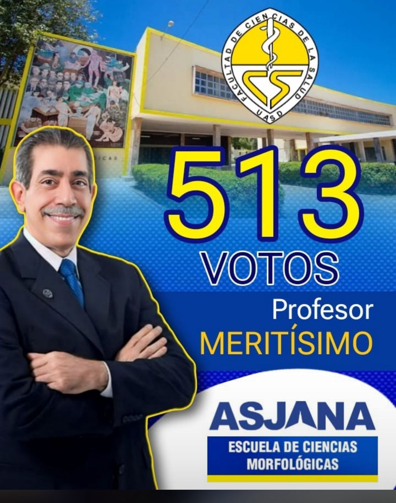 Jorge Asjana el más votado como Profesor Meritísimo en la Facultad de Ciencias de la Salud de la UASD 