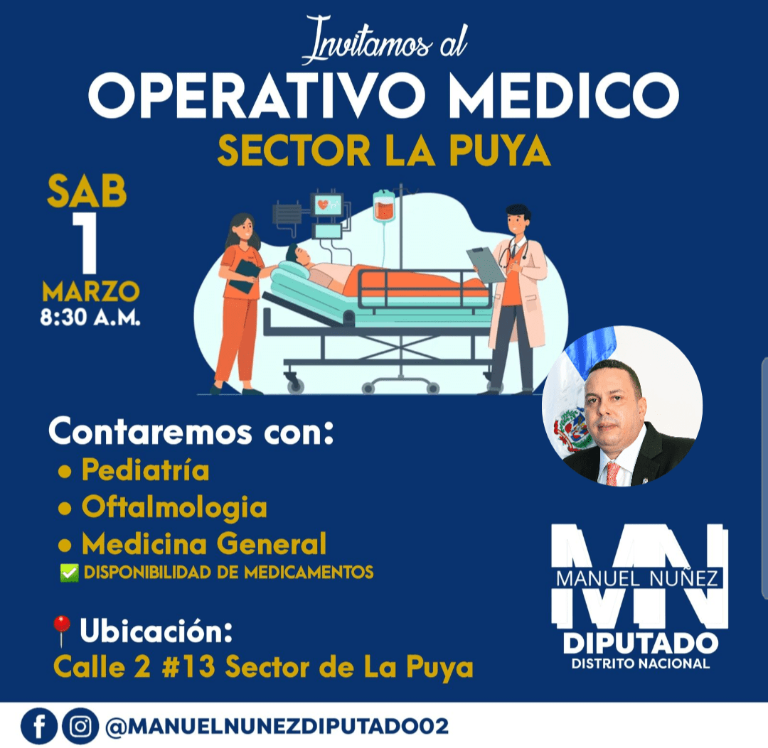 Diputado Manuel Núñez realizará operativo médico en La Puya, Arroyo Hondo