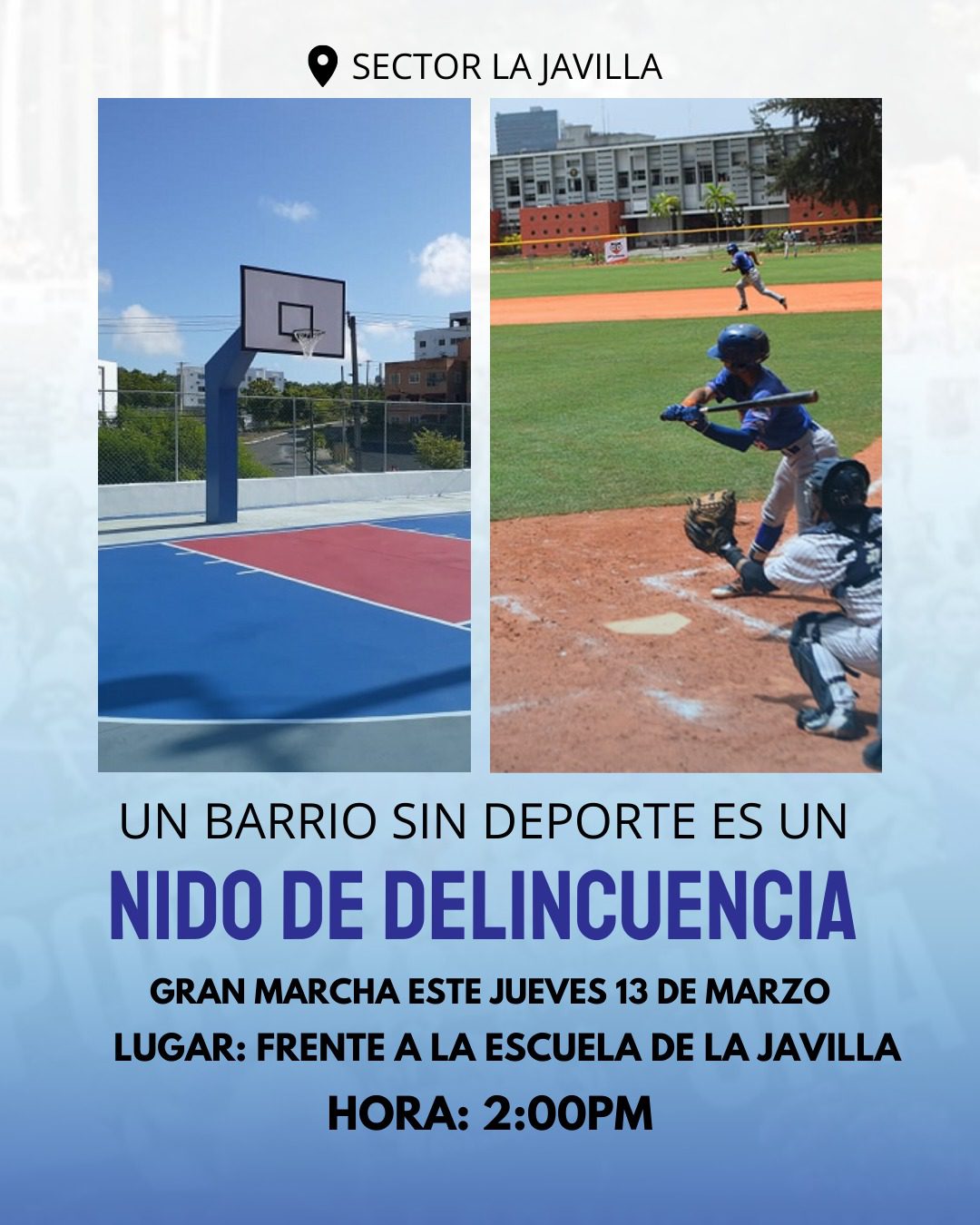 Comunidad de La Javilla Santo Domingo Norte , convoca marcha en demanda de espacios deportivos