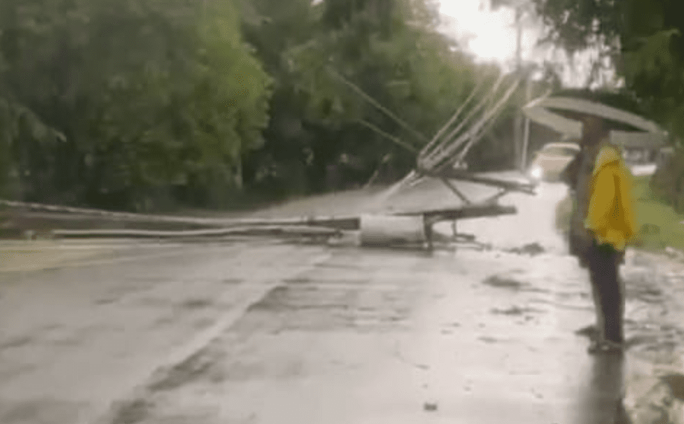 Fuertes vientos afectan viviendas, tendido eléctrico, arboles y letreros en Dajabón