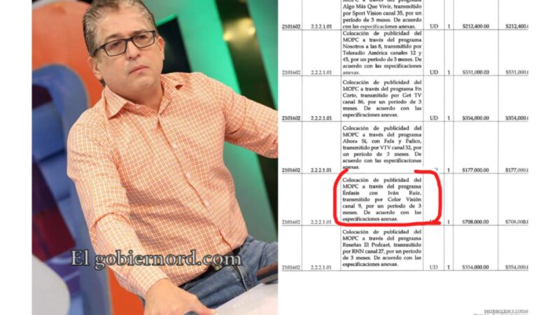 El Ministerio de Obras Públicas otorga publicidad a funcionario del gobierno Iván Ruiz 