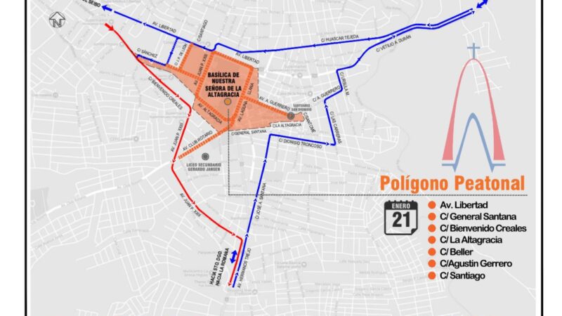 Autoridades establecen polígono peatonal y rutas alternas para garantizar una movilidad segura en Higüey por Día de la Virgen de la Altagracia
