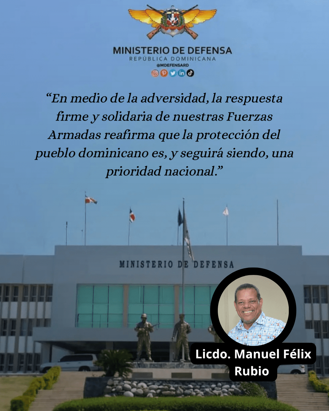 Félix Rubio felicita al MIDE por su respuesta oportuna ante las lluvias en RD