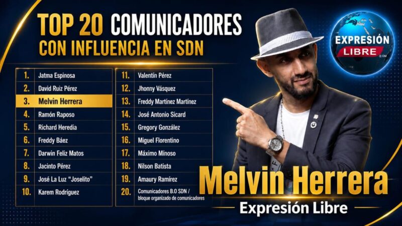 Melvin Herrera es escogido entre los 20 Comunicadores más influyentes de Santo Domingo Norte.