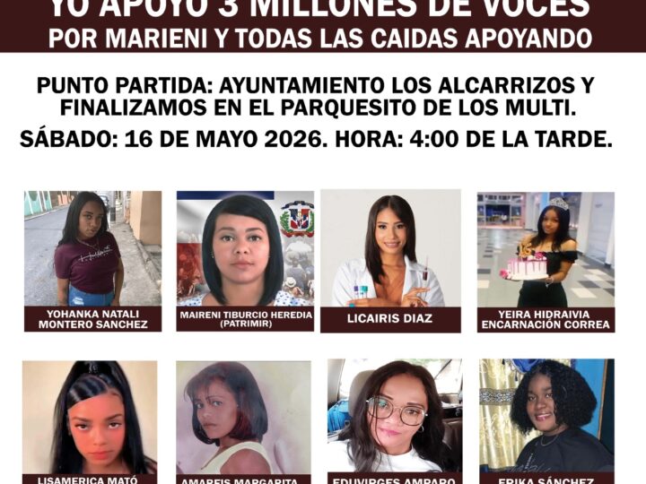 Tres Millones de Voces por Maireni y Todas las Caídas realizará gran caminata en Los Alcarrizos