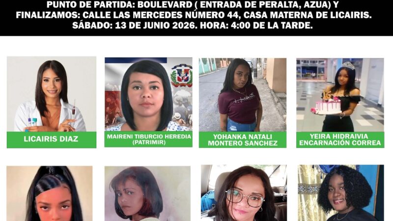 Fundación 3 Millones de Voces por Maireni y Todas las Caídas convoca caminata en Azua contra la violencia hacia la mujer