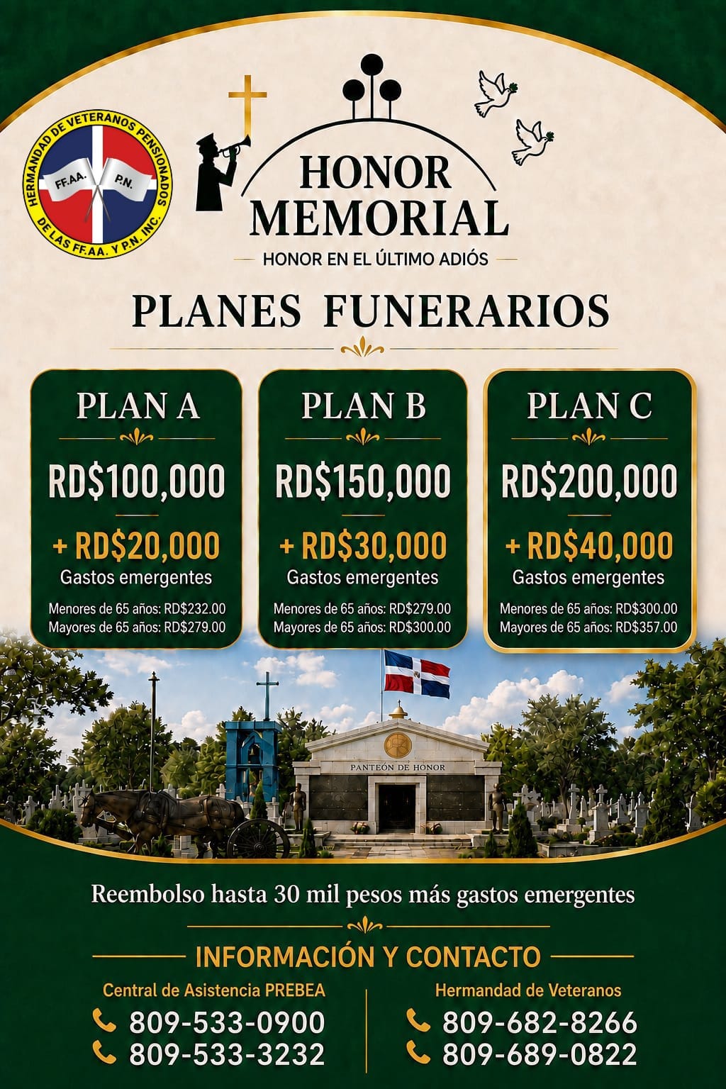Hermandad de Veteranos continúa mejorando el Plan Funerario Honor Memorial.