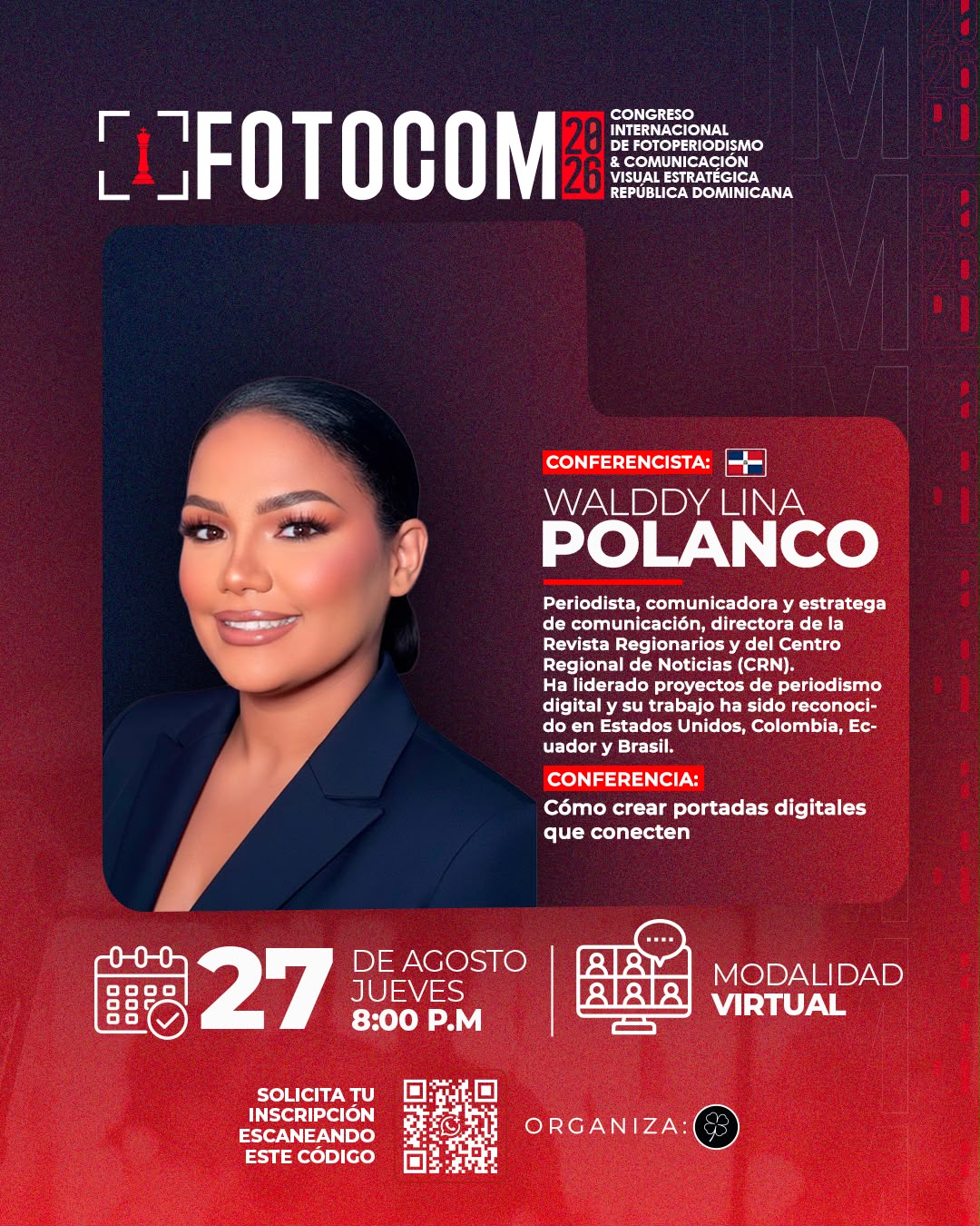 Periodista Walddy Lina Polanco impartirá conferencia sobre portadas digitales que conecten en FOTOCOM 2026